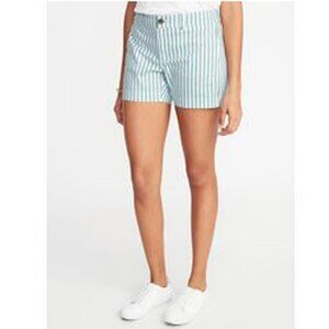 Old Navy Everyday Short Striped  High Rise Stretch Cotton  White Teal Green